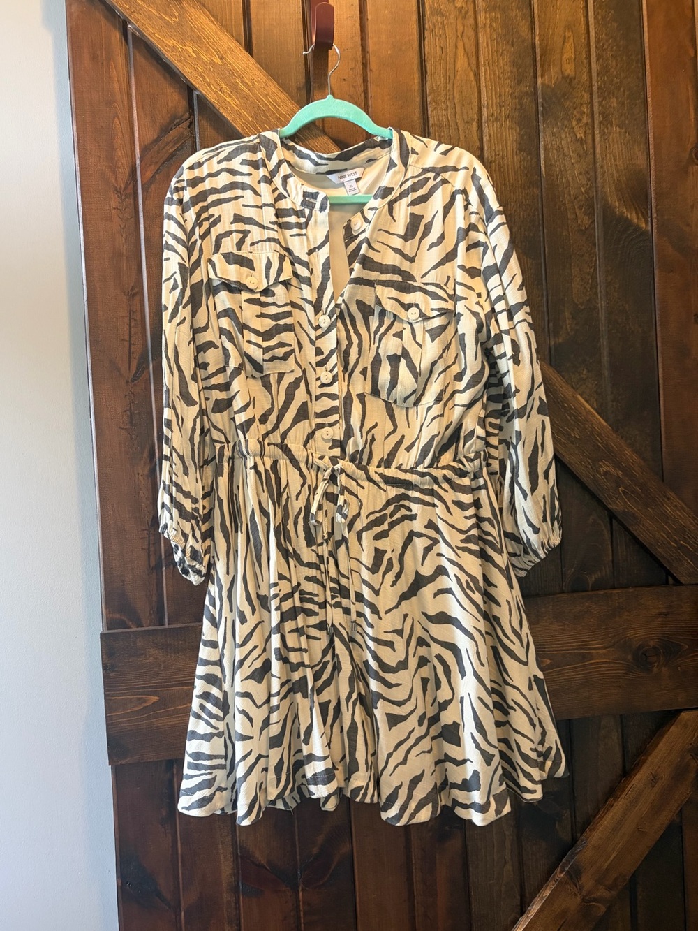 Nine West Beige and Black Zebra-Print Dress